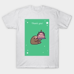 "Thank You" Birthday Cake Sloth T-Shirt